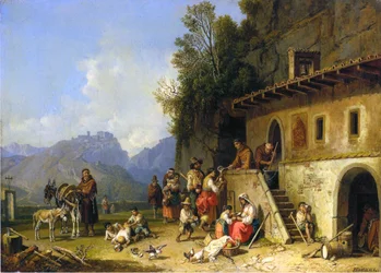Moines nourrissant les pauvres, Italie, 1864-65